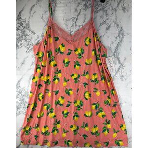 Joyspun Womens 3X Knit Chemise gown With Lemons Print & Lace Trim